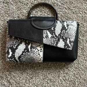 Chic Black and Snake Print Women's Bag